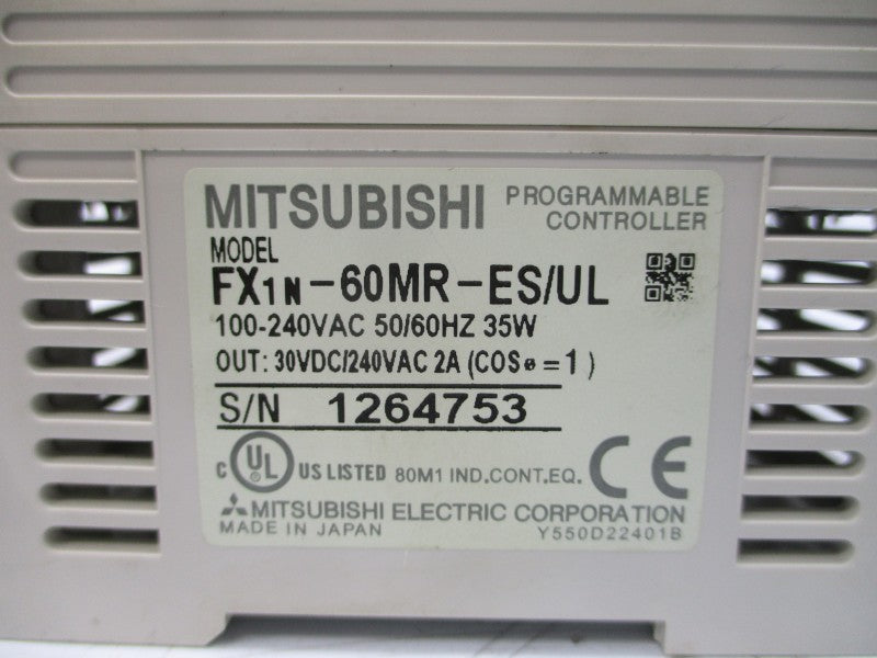 MITSUBISHI FX1N-60MR-ES/UL 100-240VAC 2A NSMP