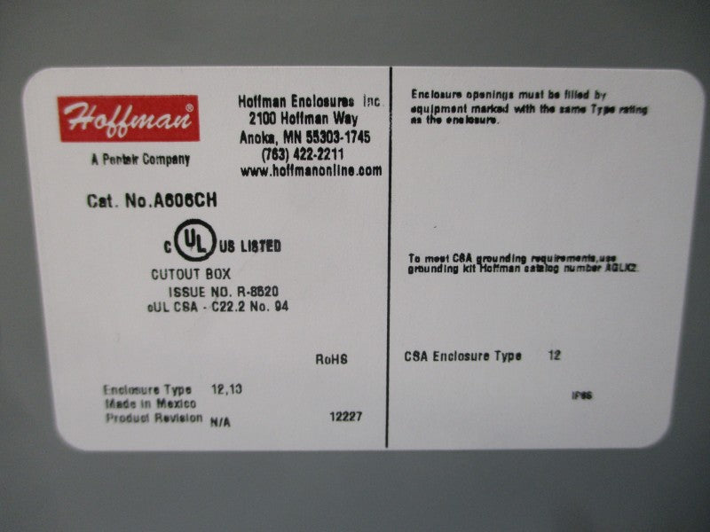 HOFFMAN A606CH 55390 NSNP