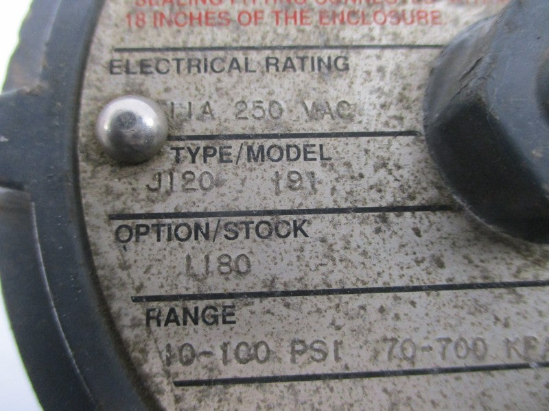 UNITED ELECTRIC J120191 250VAC 11A 10-100PSI UNMP