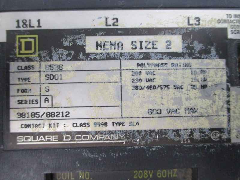 SQUARE D 8536SDO1 SER. A 208V UNMP