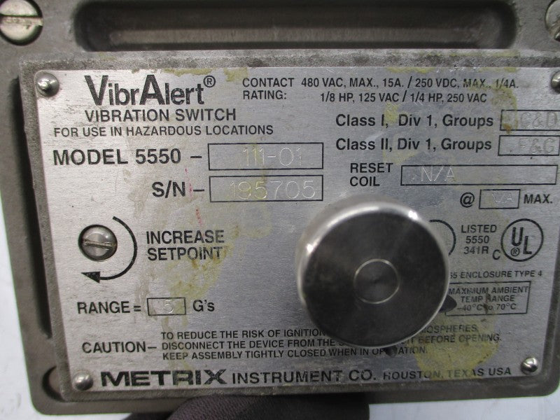 METRIX INSTRUMENT 5550-111-01 480VAC 15A UNMP