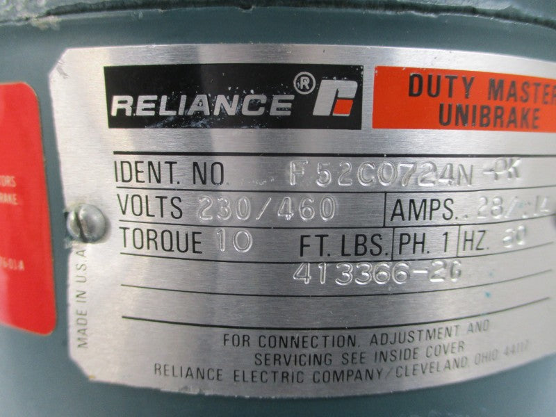 RELIANCE ELECTRIC F52C0724N-PK 230/460V .28/.14A NSNP