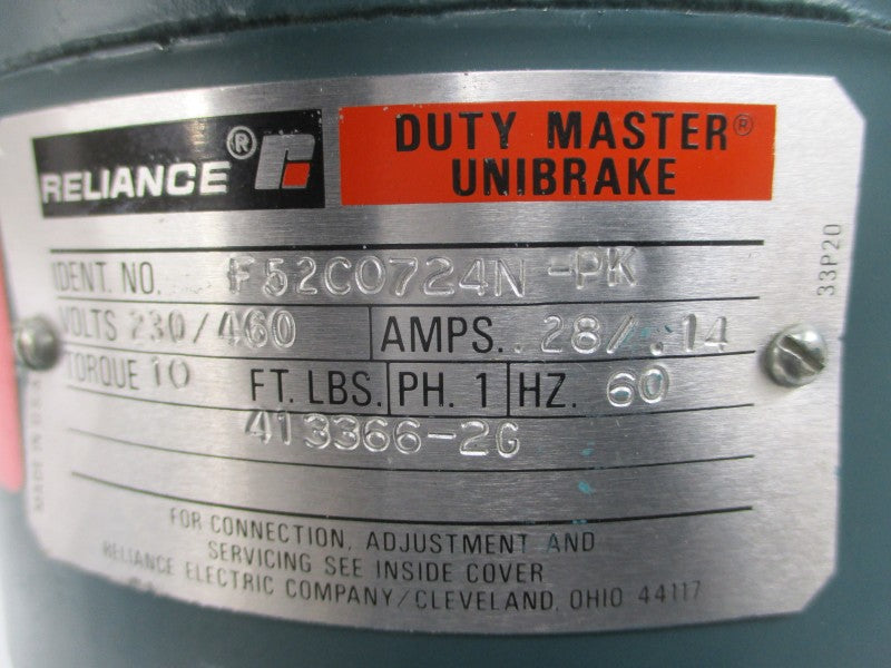 RELIANCE ELECTRIC F52C0724N-PK 230/460V .28/.14A NSNP