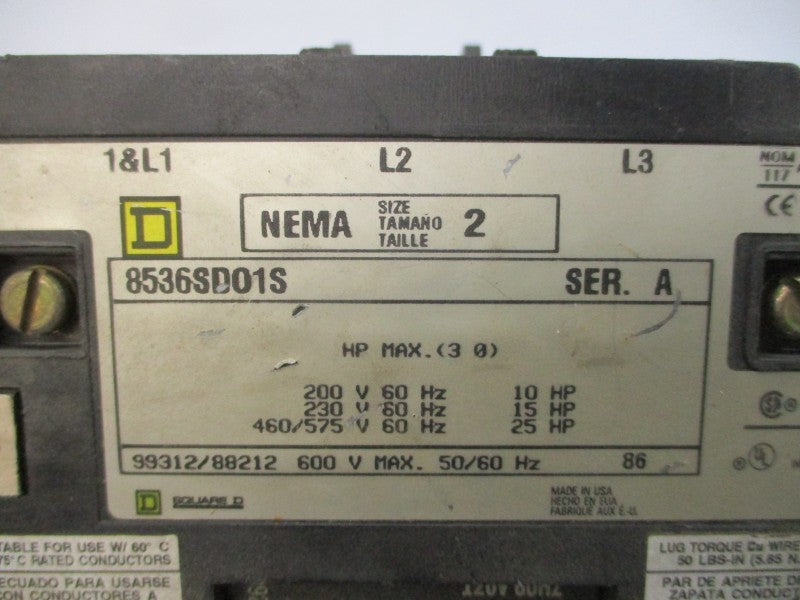 SQUARE D 8536SDO1SV02 SER. A 110/120V UNMP