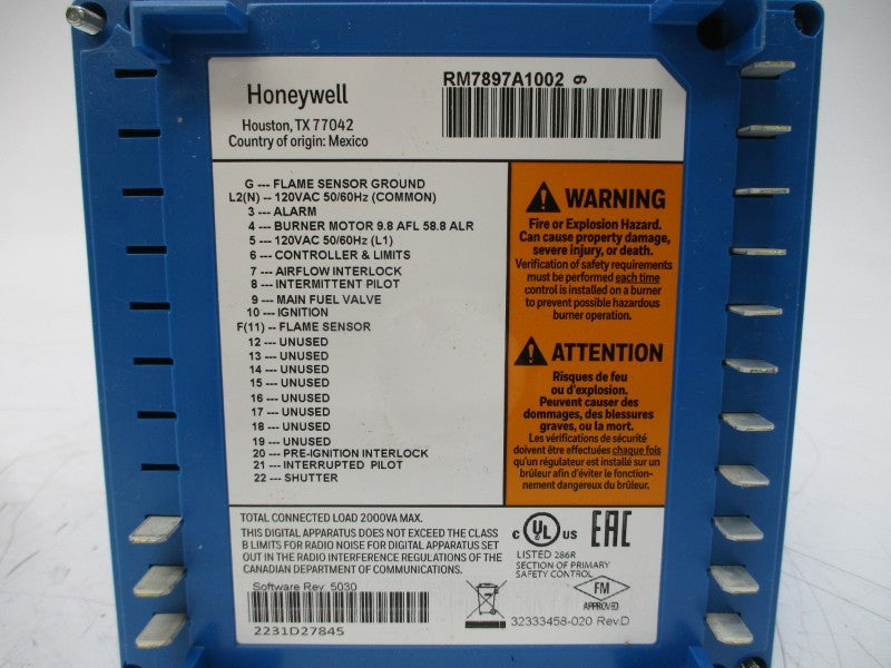 HONEYWELL RM7897A1002 120VAC REV. D NSMP