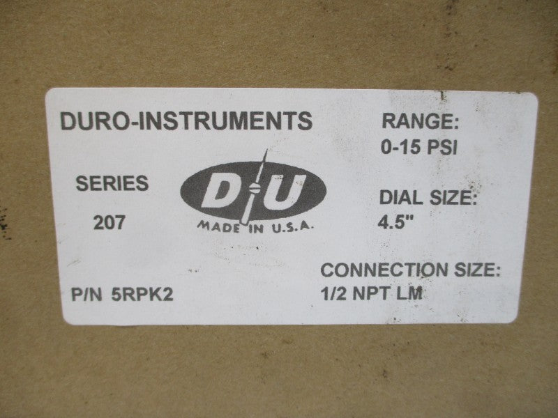 DURO-INSTRUMENTS 5RPK2 SER. 207 0-15PSI 4.5" NSFS