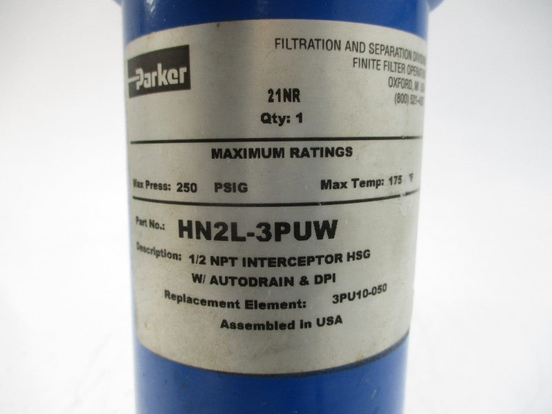 PARKER HN2L-3PUW 21NR 250PSI UNMP