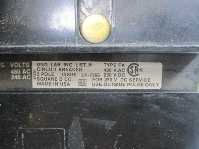 SQUARE D FA-34100 480VAC 100A UNMP
