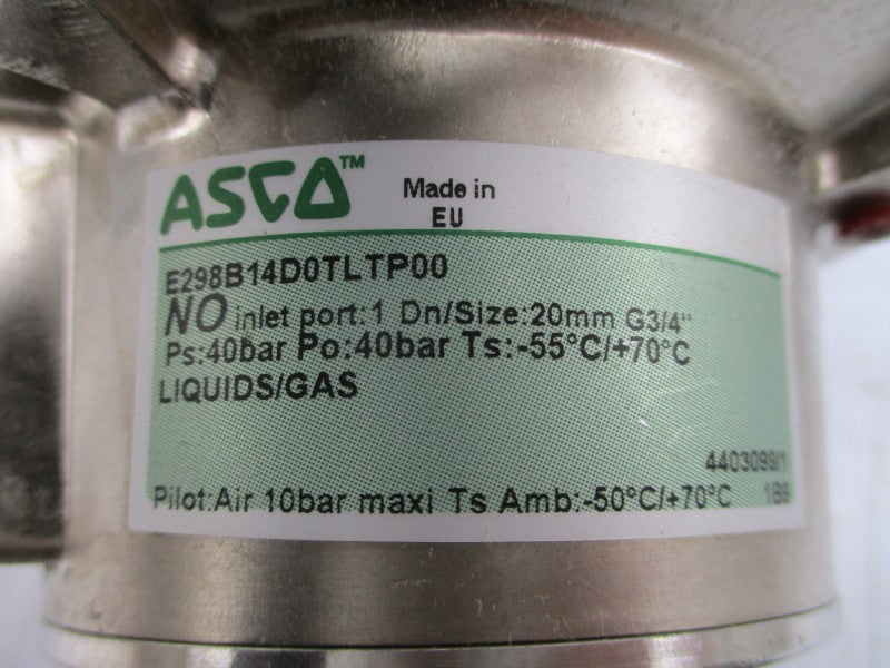 ASCO E298B14D0TLTP00 3/4" NSNP