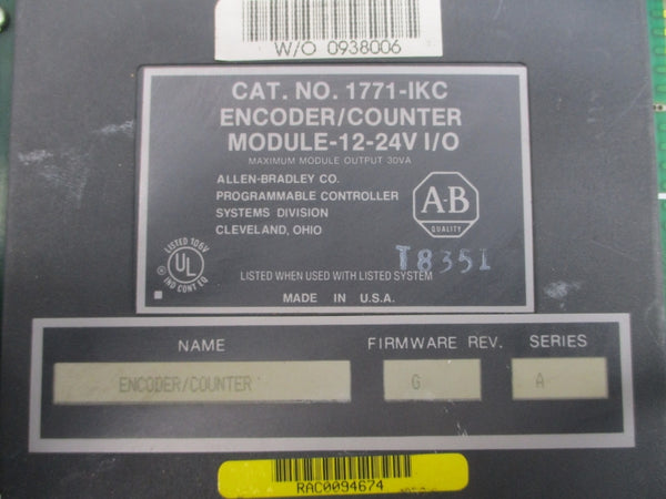ALLEN BRADLEY 1771-IKC SER. A 12-24V F/W G UNMP