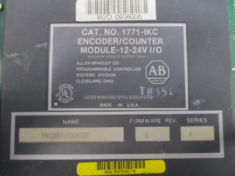 ALLEN BRADLEY 1771-IKC SER. A 12-24V F/W G UNMP