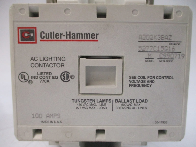 CUTLER HAMMER A202K3BAZ 5277C15G16 110/120V 100A NSMP