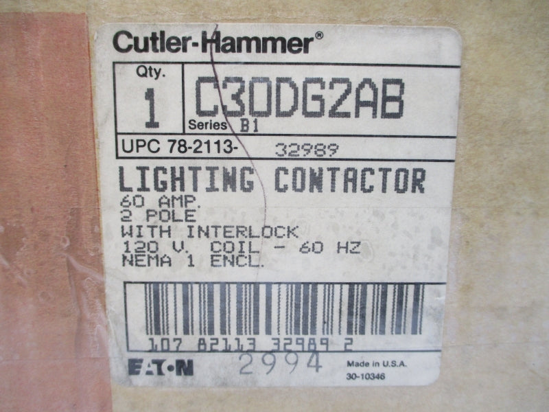 CUTLER HAMMER C30DG2AB SER. B1 120V 60A NSMP