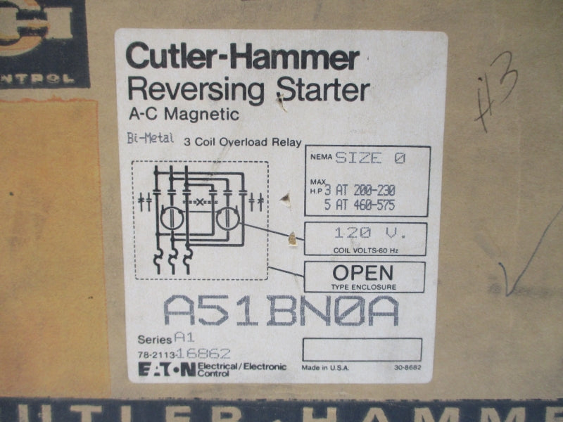 CUTLER HAMMER A51BN0A SER. A1 120V 18A NSMP