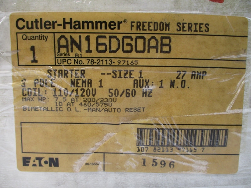 CUTLER HAMMER AN16DG0AB SER. B1 110/120V 27A NSMP
