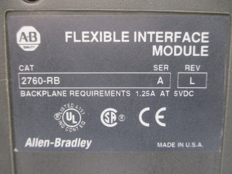 ALLEN BRADLEY 2760-RB SER. A 5VDC 1.25A REV. L UNMP