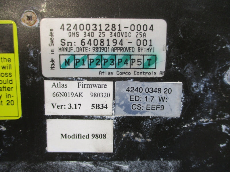 ATLAS COPCO QMS34025 4240031281-0004 340VDC 25A UNMP