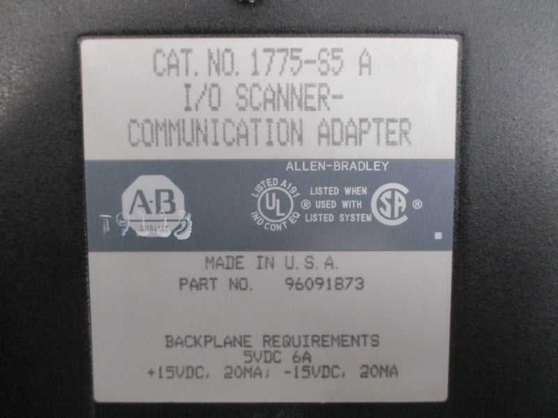 ALLEN BRADLEY 1775-S5 SER. A 15VDC 6A UNMP