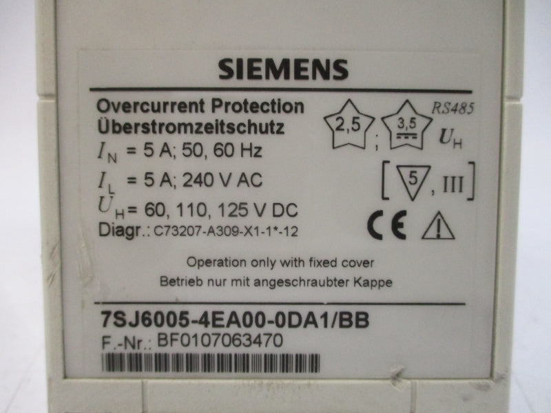 SIEMENS 7SJ6005-4EA00-0DA1/BB 240VAC 5A NSNP