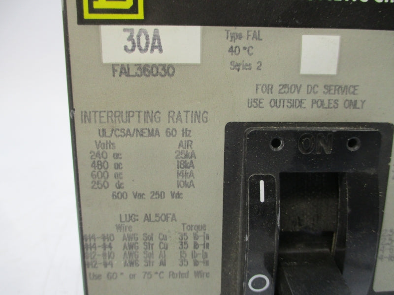 SQUARE D FAL36030 SER. 2 600V 30A NSMP