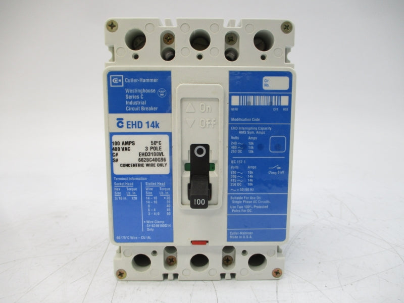 CUTLER HAMMER EHD3100VL SER. C 480VAC 100A NSMP