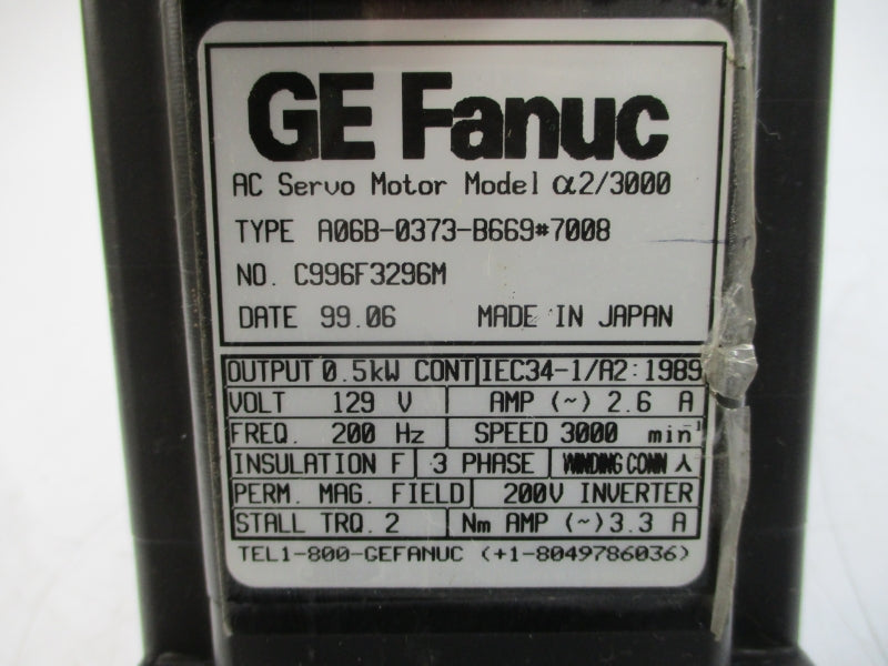 GE FANUC A06B-0373-B669#7008 129VAC 2.6A NSNP