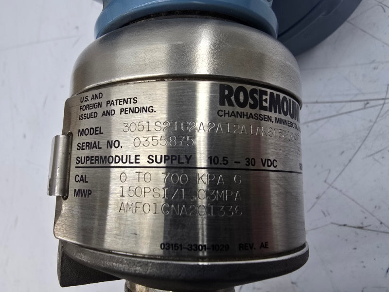 ROSEMOUNT 3051S2TG2A2A12A1AK6M5P1Q4A1003 10.5-30VDC 150PSI (AS PICTURED) NSNP