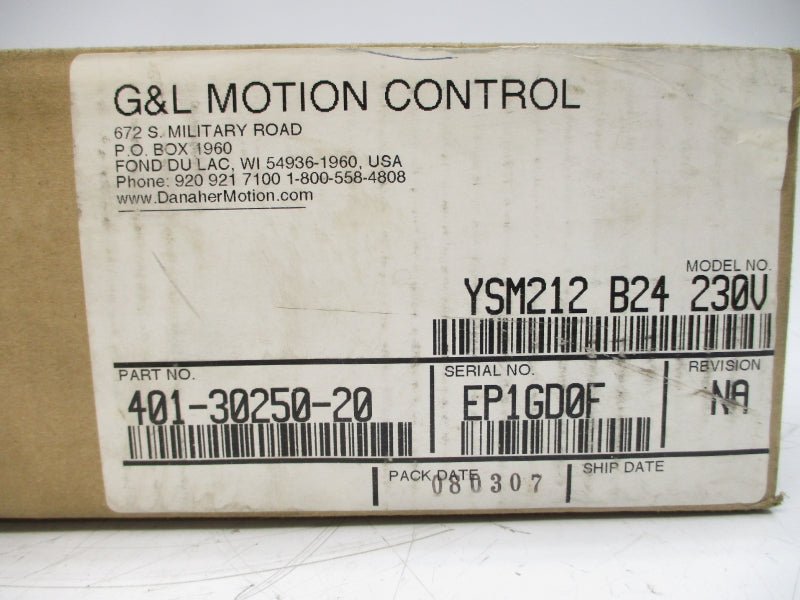 G&L MOTION CONTROL 401-30250-20 YSM212B24230V 230V NSMP
