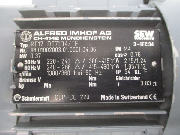 SEW EURODRIVE RF17DT71D4/TF 415-460V 1.24/2.15A NSNP