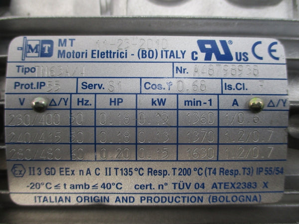 MOTORI ELETTRICI TN63A/4 W/ RMU40P 280/480V 1.2/0.7A NSNP