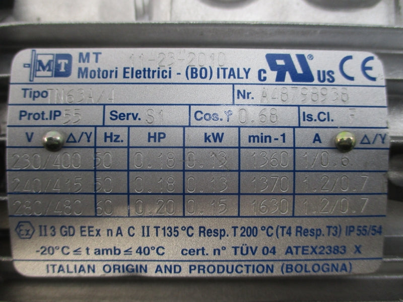 MOTORI ELETTRICI TN63A/4 W/ RMU40P 280/480V 1.2/0.7A NSNP