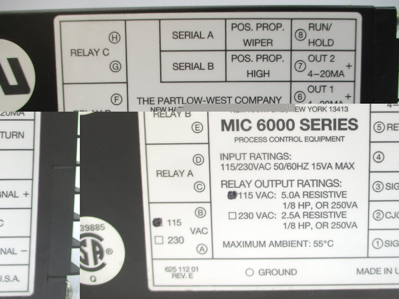 PARTLOW 6111101 115/230VAC 5.0A NSMP