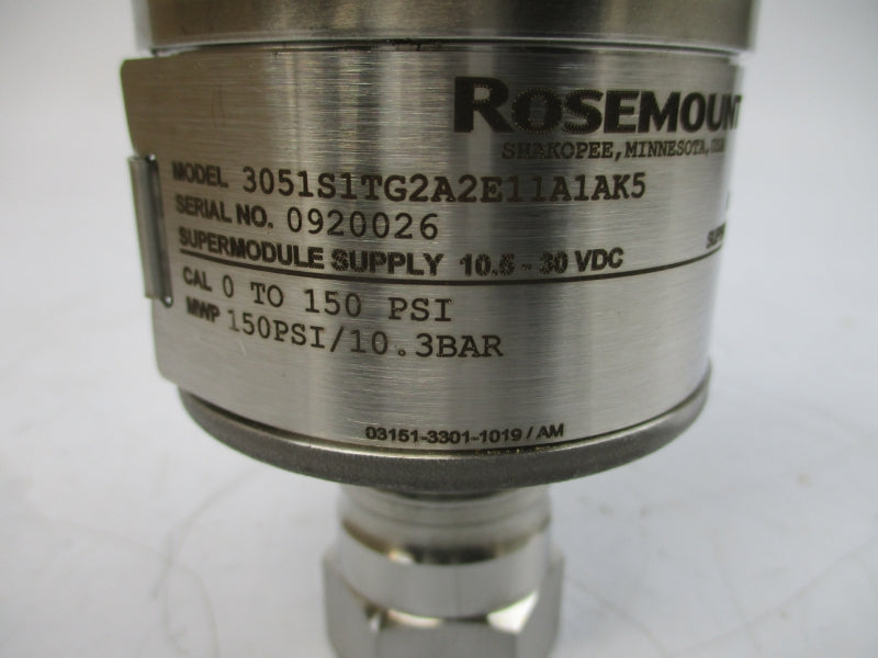 ROSEMOUNT 3051S1TG2A2E11A1AK5 10.5-30VDC 0-150PSI NSMP