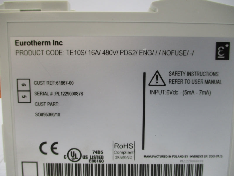 EUROTHERM TE10S/16A/480V/PDS2/ENG///NOFUSE/-/ 480V 16A NSMP