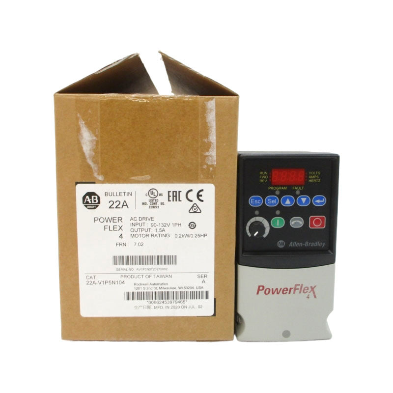ALLEN BRADLEY 22A-V1P5N104 SER. A F/W 7.02 90-132VAC 1.5A NSMP