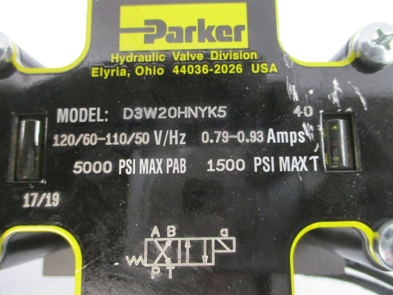 PARKER D3W20HNYK5 110/120V 0.79-0.93A 1500/5000PSI NSNP