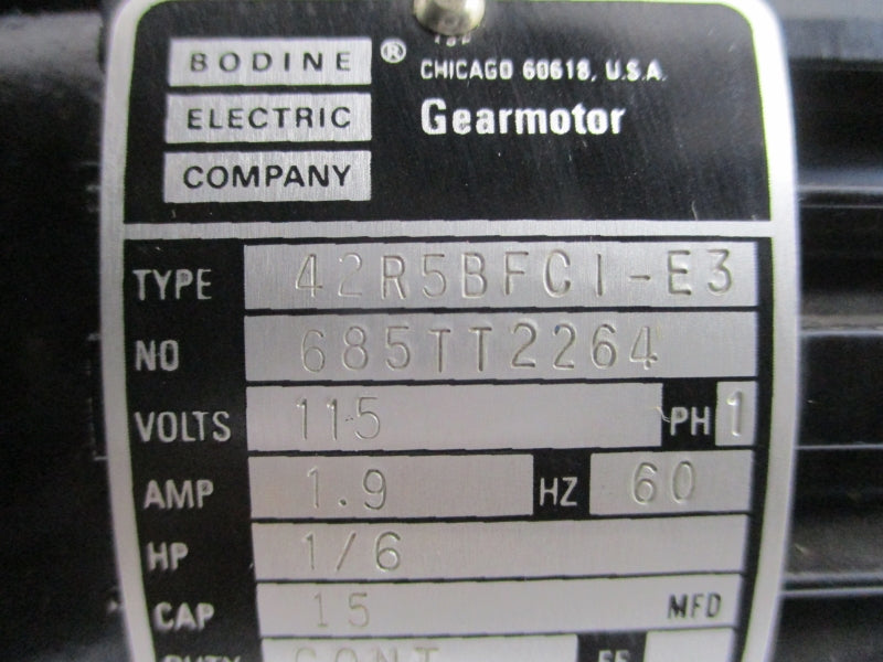 BODINE ELECTRIC 42R5BFCI-E3 115V 1.9A NSNP