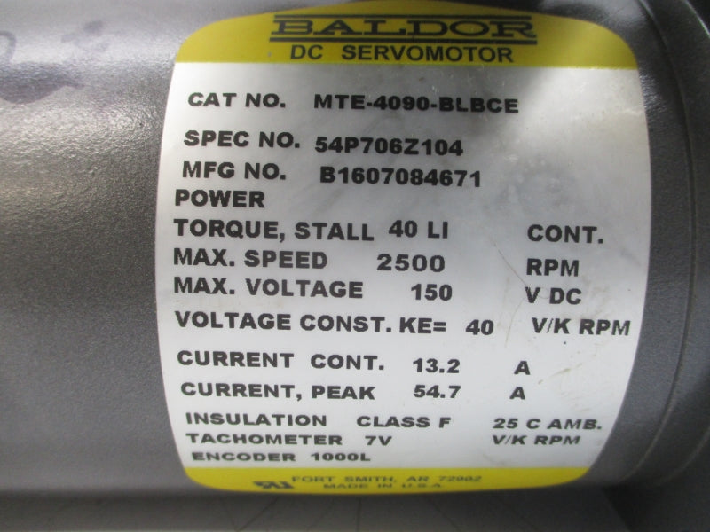 BALDOR MTE-4090-BLBCE 54P706Z104 150VDC 13.2/54.7A NSNP