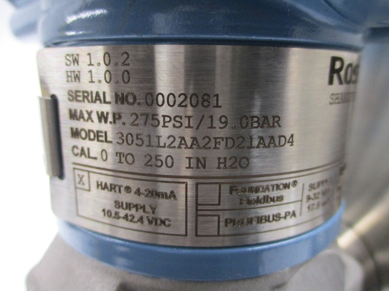 ROSEMOUNT 3051L2AA2FD21AAD4 10.5-42.4VDC 275PSI NSNP