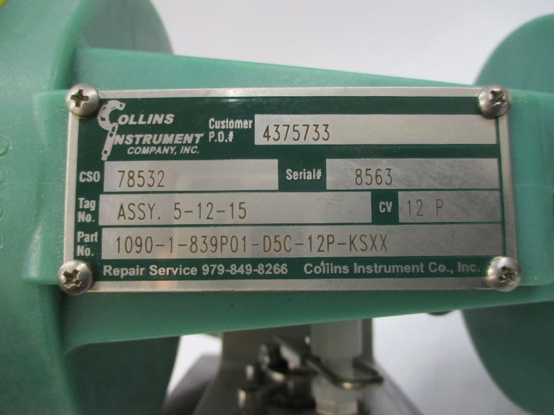 COLLINS INSTRUMENT 1090-1-839P01-D5C-12P-KSXX 3-15PSI NSNP