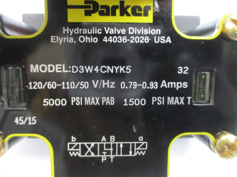 PARKER D3W4CNYK532 110/120V 0.79-0.93A 1500/5000PSI NSNP
