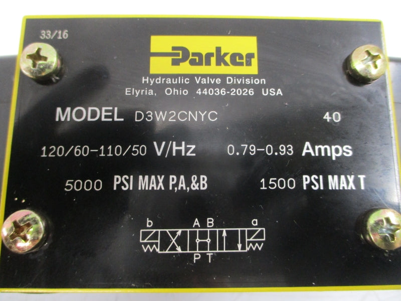 PARKER D3W2CNYC 110/120V 0.79-0.93A 1500/5000PSI NSNP