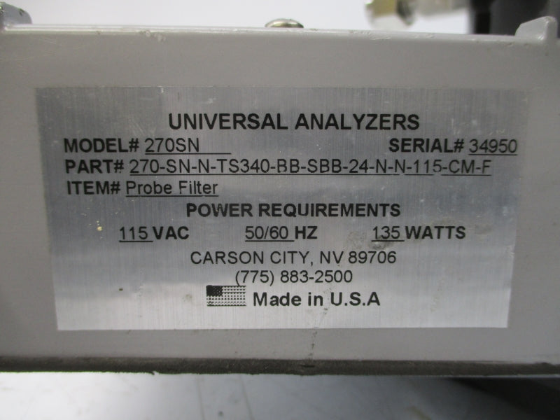 UNIVERSAL ANALYZERS 270-SN-N-TS340-BB-SBB-24-N-N-115-CM-F 270SN 115VAC NSNP