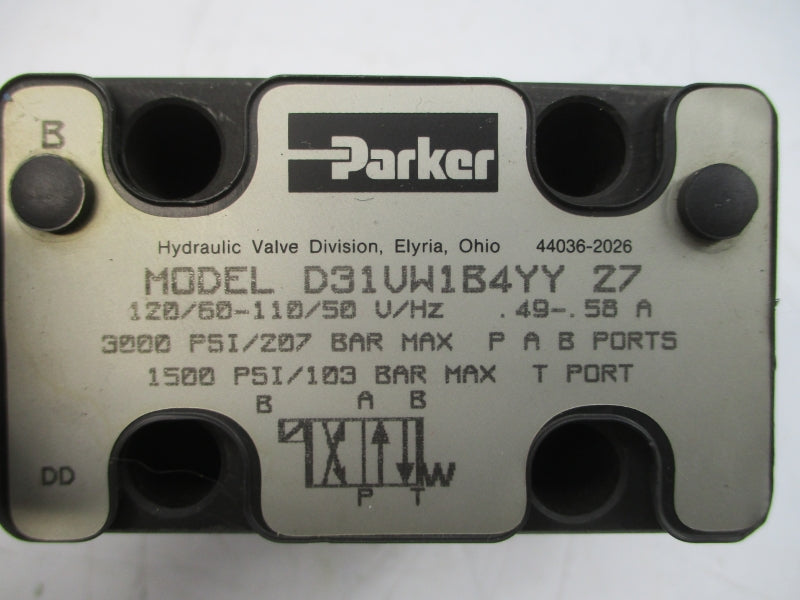 PARKER D31VW1B4YY27 110/120V .49-.58A 1500/3000PSI NSNP