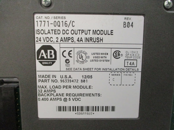 ALLEN BRADLEY 1771-OQ16 SER. C 24VDC 2-4A REV. B04 UNMP