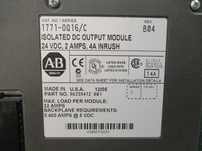 ALLEN BRADLEY 1771-OQ16 SER. C 24VDC 2-4A REV. B04 UNMP