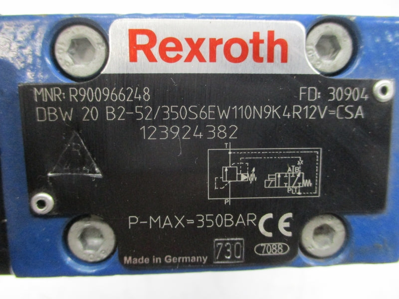 REXROTH DBW20B2-52/350S6EW110N9K4R12V-CSA R900966248 110/120V UNMP