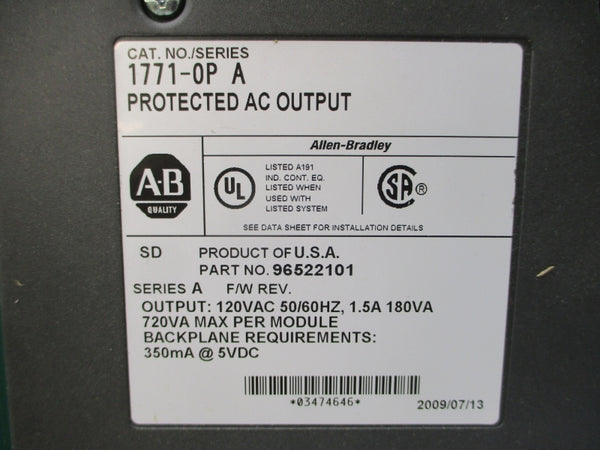 ALLEN BRADLEY 1771-OP SER. A 120VAC 1.5A UNMP
