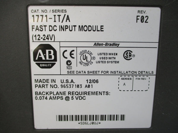 ALLEN BRADLEY 1771-IT SER. A 5VDC 0.074A REV. F02 UNMP