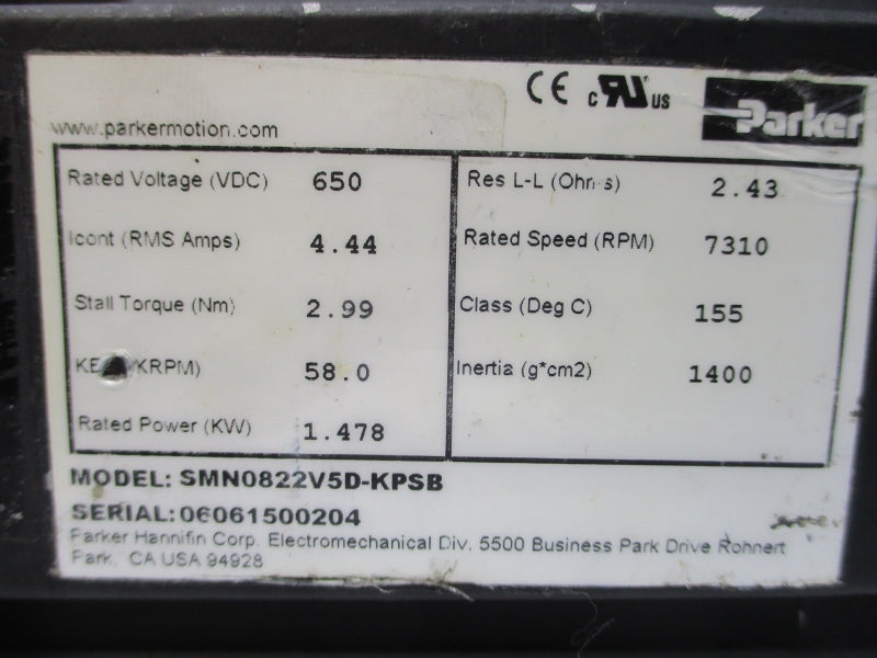 PARKER SMN0822V5D-KPSB 650VDC 4.44A NSNP